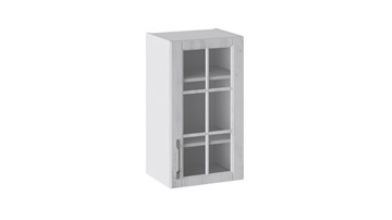 Навесной шкаф Прованс (Белый глянец/Санторини светлый) со стеклом В_72-40_1ДРс в Саратове