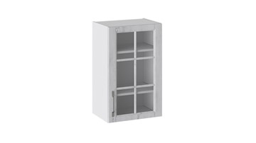 Настенный шкаф Прованс (Белый глянец/Санторини светлый) со стеклом В_72-45_1ДРс в Саратове
