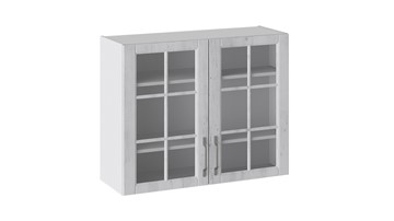Шкаф на кухню Прованс (Белый глянец/Санторини светлый) со стеклом В_72-90_2ДРс в Саратове