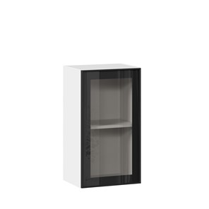 Кухонный шкаф со стеклом 400 Индиго ЛД 298.320.000.102, Белый/Чёрный в Энгельсе