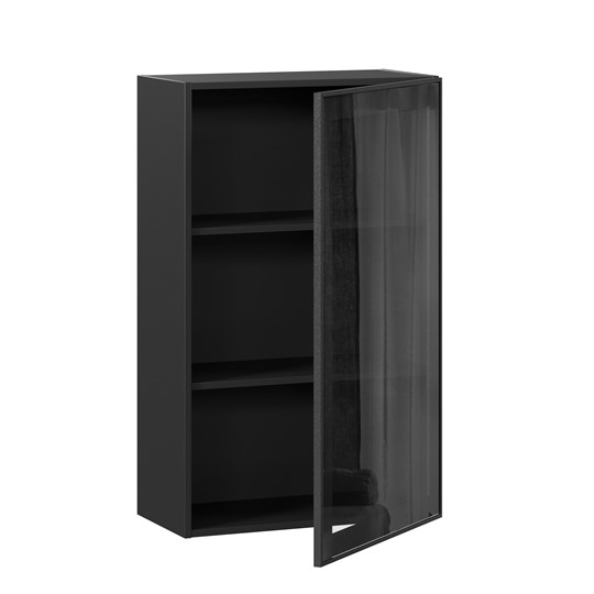 Шкаф на кухню высокий со стеклом 600 Индиго ЛД 298.450.000.170, Чёрный/Чёрный в Саратове - изображение 1