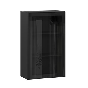 Шкаф на кухню высокий со стеклом 600 Индиго ЛД 298.450.000.170, Чёрный/Чёрный в Саратове - предосмотр
