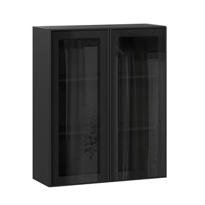 Шкаф настенный высокий со стеклом 800 Индиго ЛД 298.460.000.156, Чёрный/Чёрный в Саратове