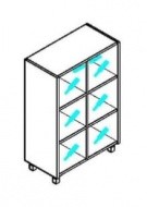 Шкаф со стеклянными дверьми Offix-NEW OMC 87.2  874x450x1329 Дуб Сонома светлый/Металлик в Энгельсе