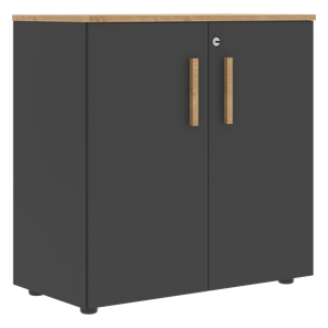 Низкий шкаф с малыми дверцами широкий FORTA Графит-Дуб Гамильтон  FLC 80.1(Z) (798х404х801) в Саратове