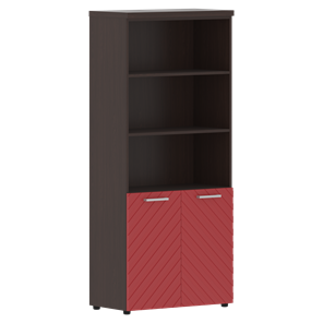 Офисный шкаф TORR LUX TLHC 85.5 854х452х1958 с 1 комплектом глухих малых дверей и топом Венге Магия/ Красный в Саратове