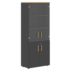Широкий шкаф высокий FORTA Графит-Дуб Гамильтон  FHC 80.2(Z) (798х404х1965) в Саратове