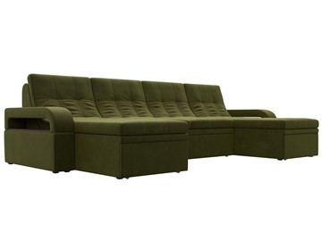 П-образный диван Лига-035 мини, Зеленый (микровельвет) в Саратове