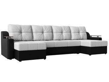П-образный диван Сенатор, Белый/Черный (Экокожа) боннель в Энгельсе