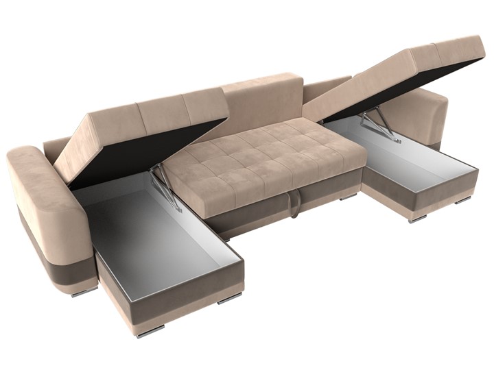П-образный диван Честер, Бежевый/коричневый (велюр) в Саратове - изображение 5