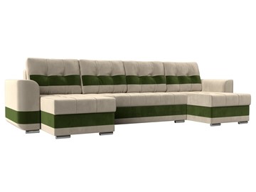 П-образный диван Честер, Бежевый/зеленый (вельвет) в Саратове
