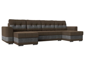 П-образный диван Честер, Коричневый/серый (рогожка) в Саратове