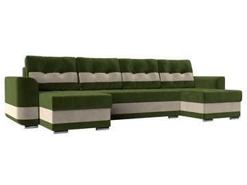 П-образный диван Честер, Зеленый/бежевый (вельвет) в Саратове