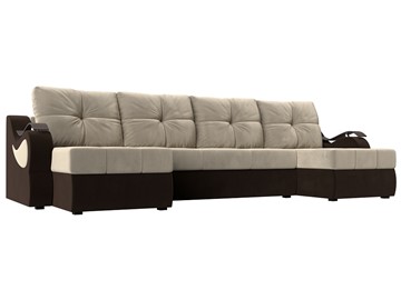 П-образный диван Меркурий П, Бежевый/коричневый (вельвет) в Саратове