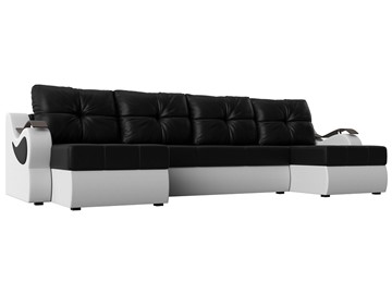 П-образный диван Меркурий П, Черный/белый (экокожа) в Саратове - предосмотр