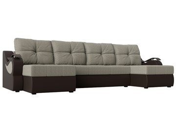 П-образный диван Меркурий П, Корфу 02 (рогожка)/коричневый (экокожа) в Саратове