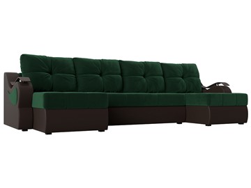 П-образный диван Меркурий П, Зеленый\Коричневый (Велюр\Экокожа) в Энгельсе