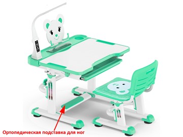 Растущая парта + стул Mealux EVO BD-04 Teddy New XL, с лампой, green, зеленая в Саратове