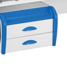 Детский стол-трансформер 1/75-40 (СУТ.25) + Polka_b 1/550 + Tumba 3 белый/белый/Синий в Энгельсе - изображение 2