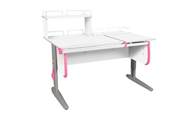 Детский стол-трансформер 1/75-40 (СУТ.25) + Polka_z 1/600 + Polka_zz 1/600 белый/серый/розовый в Энгельсе