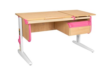 Детский стол-трансформер 1/75-40 (СУТ.25) + Tumba 1 Бежевый/Белый/Розовый в Энгельсе