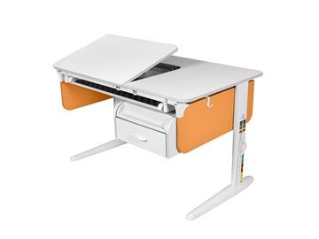 Детский стол-трансформер L/70-45 (СУТ 62) с лотком и навесной тумбой, белый/белый/оранжевый в Энгельсе