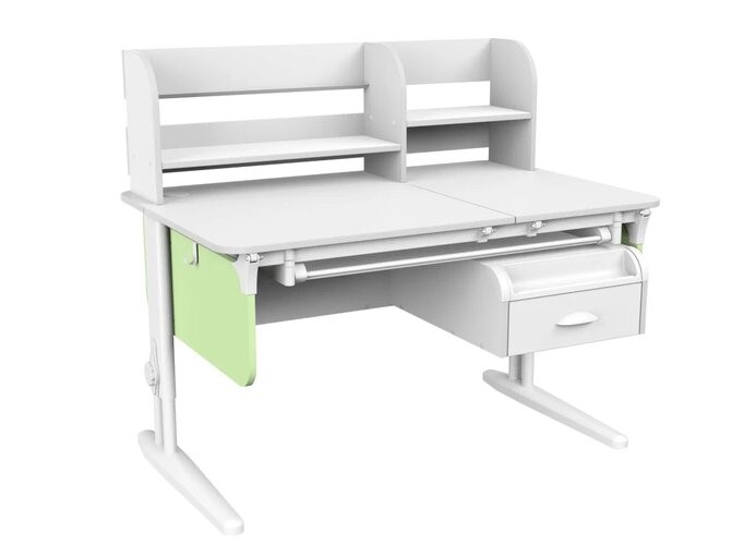 Детский стол-трансформер Lp/70-45 (СУТ.62 PRO) + Tumba 8 с лотком белый/белый/фисташковый в Энгельсе - изображение 1