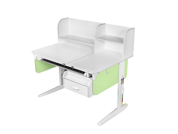 Детский стол-трансформер Lp/70-45 (СУТ.62 PRO) + Tumba 8 с лотком белый/белый/фисташковый в Энгельсе - изображение
