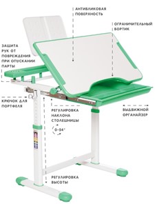 Растущий стул и растущая парта SET HOLTO-17А, зеленый в Саратове - предосмотр 5