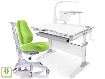 Растущая парта + стул Mealux EVO Evo-30 G (арт. Evo-30 G + Y-528 KZ) (дерево)/(стол+полка+кресло+чехол+лампа)/ белая столешница (дерево), цвет пластика серый в Энгельсе